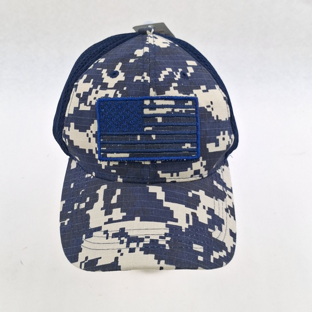 R Headwear USA Flag Hat Cap Strap Back One Size Blue Camo Mesh Trucker Mens
